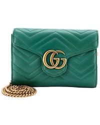 Gucci - Matelasse Leather Gg Marmont Chain Wallet Mini (Authentic Pre- Loved) - Lyst