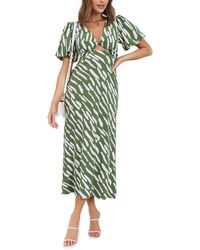 LEON GORI - Short Sleeve Midi Dress - Lyst