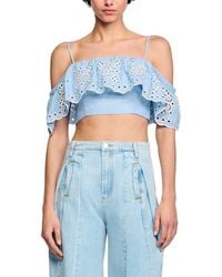 Sandro - Alon Linen-Blend Top - Lyst