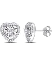 Diamond Select Cuts - 14k 0.49 Ct. Tw. Diamond Heart & Round Halo Studs - Lyst