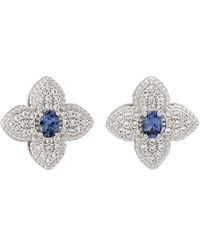 Suzy Levian - Silver 0.02 Ct. Tw. Diamond & Gemstone Stud Earrings - Lyst