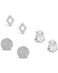 Sterling Forever - Silver Cz Geo Set Of 3 Studs - Lyst