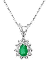 LEVARON - 14K 0.35 Ct. Tw. Diamond & Emerald Pendant - Lyst