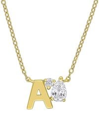 Rina Limor - Initial Plated 0.72 Ct. Tw. Lab-Grown Created Sapphire Z Necklace - Lyst