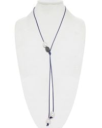 Margo Morrison - New York Marcasite & 13-15mm Pearl Leather Lariat 38in Necklace - Lyst