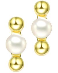 Genevive Jewelry - 18k Over Silver 5.5mm Freshwater Pearl Earrings - Lyst