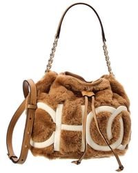 Jimmy Choo - Juno Shearling & Leather Bucket Bag - Lyst