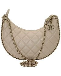 CHANEL - Beige Leather Moon Small Hobo Bag (authentic Pre-loved) - Lyst