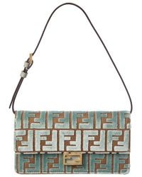 Fendi - Baguette Ff Velvet & Leather Wallet On Chain - Lyst
