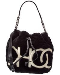 Jimmy Choo - Juno Shearling & Leather Bucket Bag - Lyst