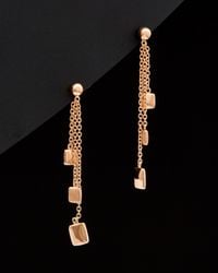 Italian Gold - 14k Italian Rose Gold Polished Textured Square Drop Earrings - Lyst