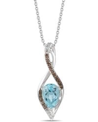 Le Vian - Le Vian 14k 2.28 Ct. Tw. Diamond & Blue Topaz Pendant Necklace - Lyst