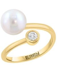 Effy Fine Jewelry - 14K 0.10 Ct. Tw. Diamond & 8Mm Pearl Ring - Lyst