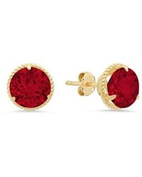 MaxColor - 14k 4.10 Ct. Tw. Lab-grown Ruby Halo Studs - Lyst