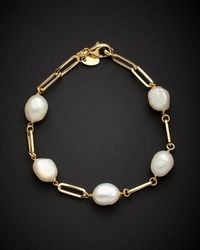Italian Gold - 14k 5-6mm Pearl Paperclip Chain Bracelet - Lyst