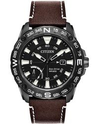 Citizen Eco-drive Stainless Steel Leather-strap Sports Watch - Black
