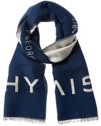 Givenchy Embroidered Logo Wool & Silk-blend Scarf - Blue