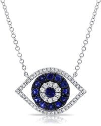 Sabrina Designs - 14K 0.61 Ct. Tw. Diamond & Sapphire Evil Eye Necklace - Lyst