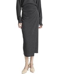 Vince - Waist Draped Wool-Blend Midi Skirt - Lyst