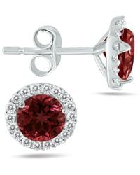 Gem Spark - 14k 1.17 Ct. Tw. Diamond & Garnet Studs - Lyst