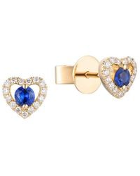 Gregg Ruth - 14K 0.32 Ct. Tw. Diamond & Sapphire Heart Shape Earring - Lyst