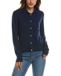 Forte - Rib Trim Wool & Cashmere-blend Polo Cardigan - Lyst
