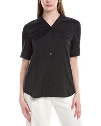 Lafayette 148 New York - Notch Collar Silk-blend Slim Shirt - Lyst