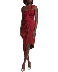 Liv Foster - One-Shoulder Satin Midi Dress - Lyst