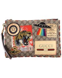 Gucci - Gg Coated Canvas Courrier Pouch With Applique (Authentic Pre- Loved) - Lyst