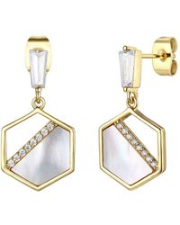 Rachel Glauber - 14k Plated 12-14mm Pearl Cz Drop Earrings - Lyst