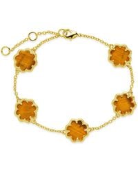 Sterling Forever - 14K Plated Rose Petal Station Bracelet - Lyst