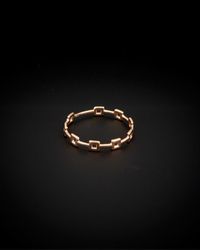 Italian Gold - 14k Italian Rose Gold Square Station Ring - Lyst