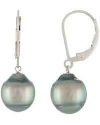 Splendid - Silver 9-10mm Tahitian Pearl Earrings - Lyst