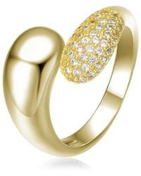 Genevive Jewelry - 14k Over Silver Cz Bypass Ring - Lyst