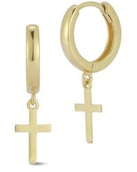 Ember Fine Jewelry - 14k Cross Charm Huggie Earrings - Lyst