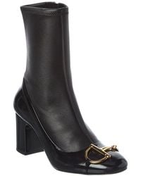 Gucci - Half Horsebit Leather Bootie - Lyst