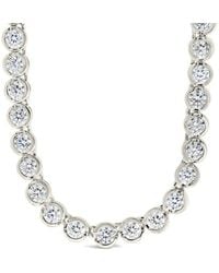 Sterling Forever - 14K Plated Cz Helene Bezel Tennis Necklace - Lyst