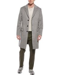 AllSaints - Hal Suede-Trim Wool-Blend Coat - Lyst