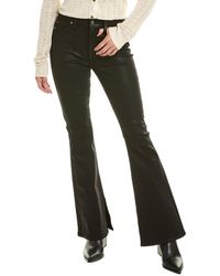 7 For All Mankind - Ali Coated Black High-waist Flare Jean - Lyst