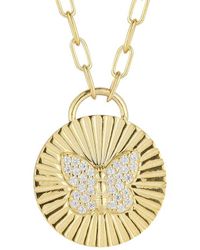 Glaze Jewelry - 14k Over Silver Cz Disc Necklace - Lyst