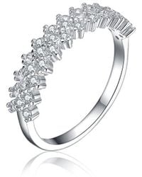 Genevive Jewelry - Silver Cz Half-eternity Ring - Lyst