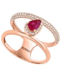 Effy Fine Jewelry - 14K Rose 0.78 Ct. Tw. Diamond & Ruby Ring - Lyst