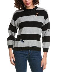 Minnie Rose - Striped Cutout Cashmere-blend Sweater - Lyst