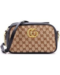 Gucci - Diagonal Quilted Gg Canvas & Leather Gg Marmont Shoulder Bag Small (Authentic Pre-Loved) - Lyst