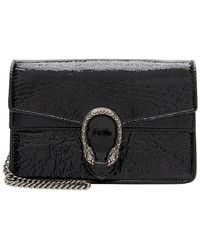Gucci - Black Crinkled Patent Leather Dionysus Mini Shoulder Bag (authentic Pre- Loved) - Lyst