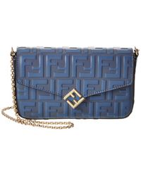 Fendi - Ff Diamonds Leather Wallet On Chain - Lyst