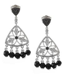 Gemstones - 0.19 Ct. Tw. Diamond & Onyx Earrings - Lyst