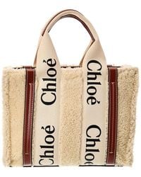 Chloé - Woody Small Shearling & Leather Tote (Authentic Pre-Loved) - Lyst