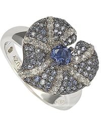 Suzy Levian - Floral 18k & Silver 1.82 Ct. Tw. Sapphire Ring - Lyst