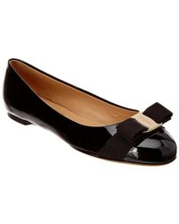 Ferragamo Varina Leather Ballet Flat - Black